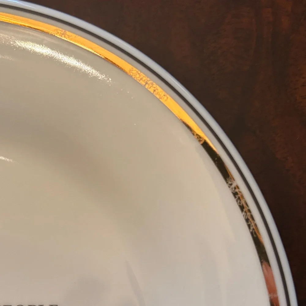 Restoration Hardware White and Gold Quote Accent Dessert Plates - Set of 4